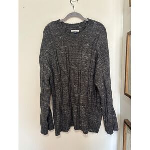American Eagle Cable Knit Sweater XL Soft Marled Gray Crewneck Cabincore Cozy